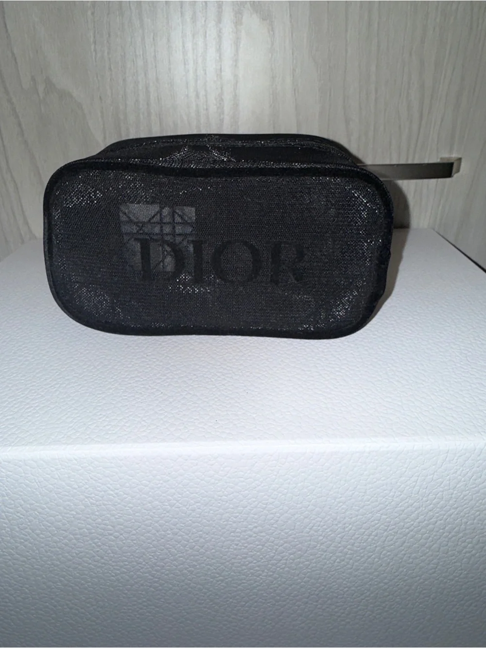 Dior Black Mesh Toiletry Pouch - Men's Travel Case